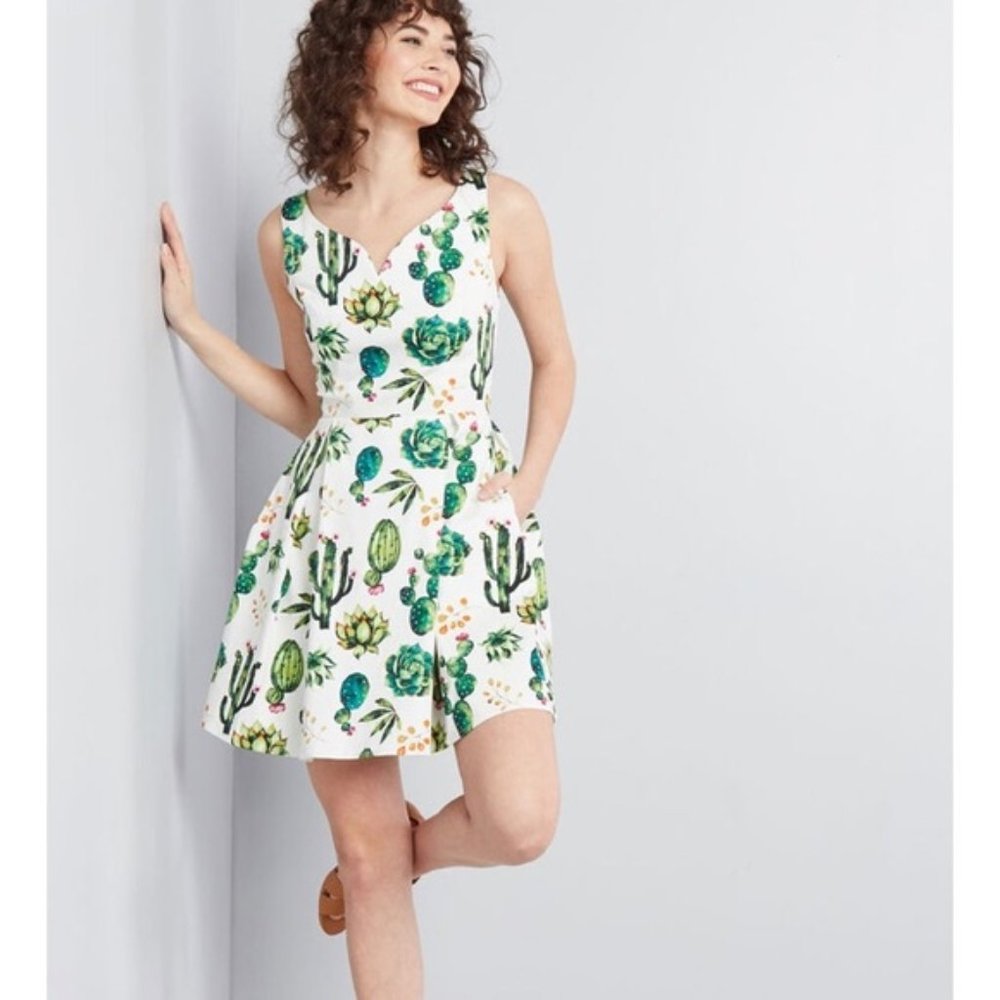 MODCLOTH Dashing Darling A Line Dress In Succulent